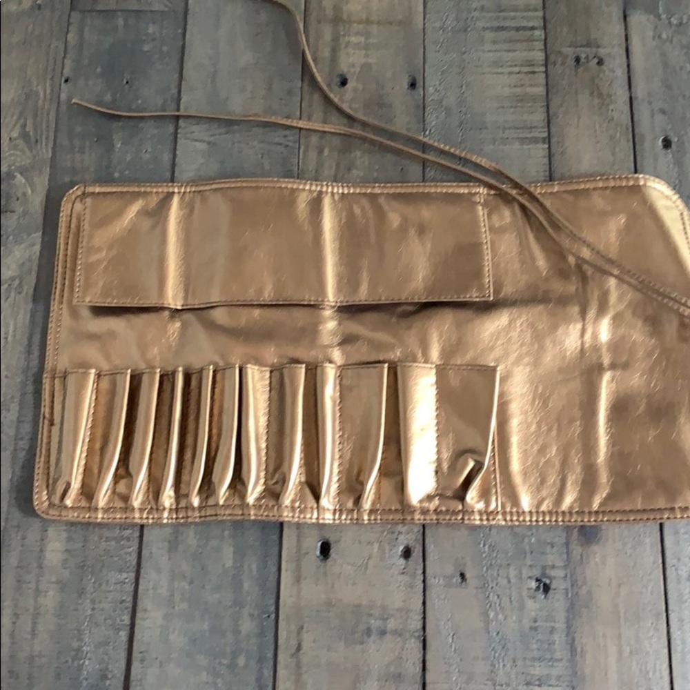 Cici Fashion Roll Up Makeup Brush Holder Travel Cosmetic Case Gold